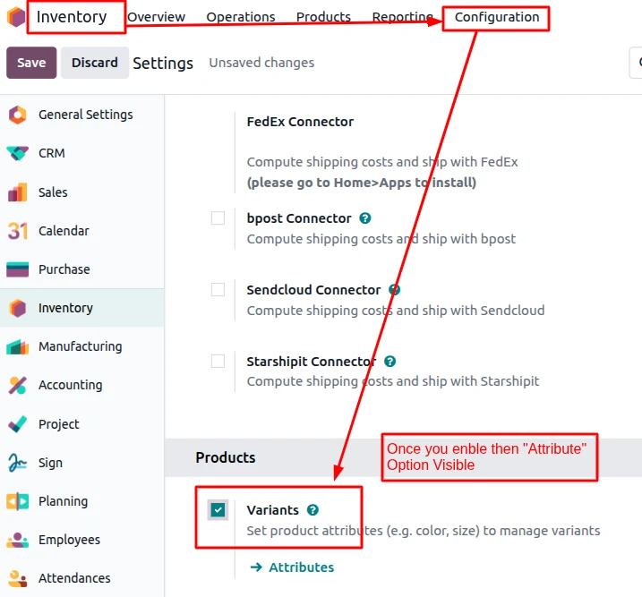 How to Enable Variants in Odoo 19