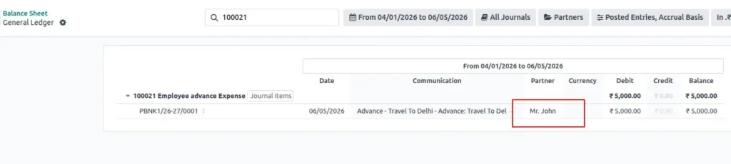 Verify the Advance Allocation