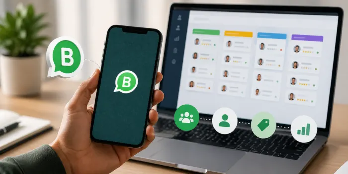 WhatsApp Business on smartphone for CRM lead management